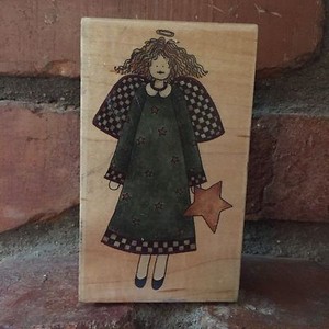 Stampington-Rubber-Stamp-D6113-Starla-Debbie-Mumm-Angel-Star-Dress-Wood-Mounted