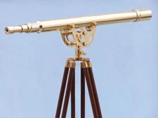 39" Floor Standing Brass Big Telescope With Wooden Tripod Christmas Gifts