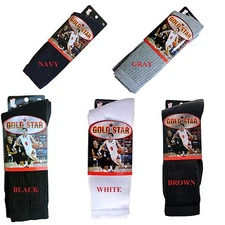 3 OR 12 pairs Men's Crew Socks Cotton Cushion Sport 10-13  Multi-color