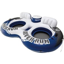 Doppia Ciambella Gonfiabile Fondo Rete Porta Bibite 243x157cm Piscina Mare 827EU