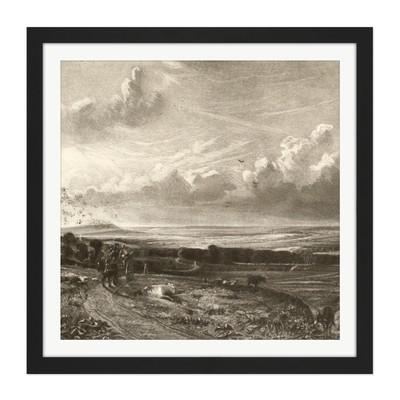David Lucas Hampstead Heath Harrow in der Ferne Gerahmter Kunstdruck 41x41 cm