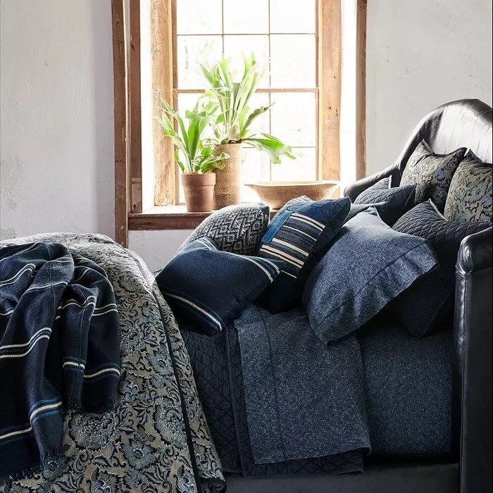 Sábana plana Ralph Lauren Journey’s End Montray King, azul marino, 100 % algodón Foto 2 de 4