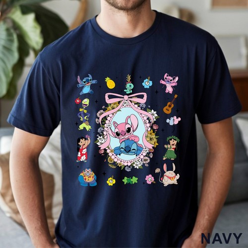 Coquette Bow Angel And Stitch Mirror Shirt, Disney Best Friend Shirt, 203919 - Picture 13 of 24