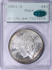 1881-S Morgan Silver Dollar PCGS MS-64 (CAC Green) OGH (1st Gen)