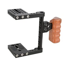 DSLR Video Camera Cage Stabilizer Rig with Wooden Handle Compatible for 