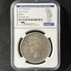 1921 $1 Peace Silver Dollar High Relief Mercanti Label Extremely Fine NGC XF 45