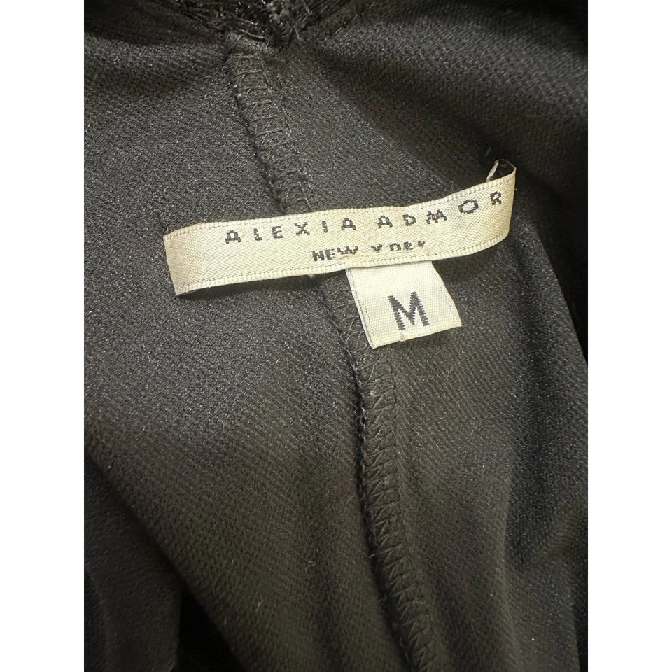 Alexia Admor Vestido de Fiesta Midi Negro Encaje Brillante Talla Mediana Foto 3 de 4