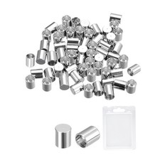 60Pcs 3mm Column Leather Cord End Caps for Bracelet Jewelry Making DIY Silver