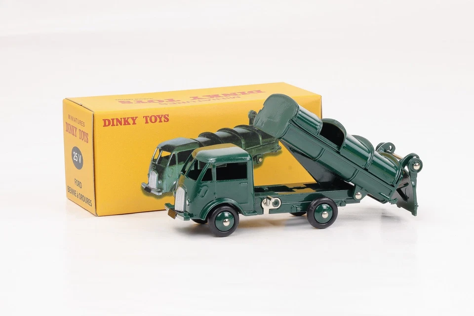 Dinky Toys Atlas Ford Benne Da Rifiuti Camion Verde 25 V Repro - Immagine 3 di 4