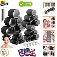 Hair Curler Rollers for Women 24PCS Heatless Hair Roller with 12PCS Clips, 4 ...