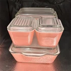 Pyrex Vintage Pink Glass Rectangular Refrigerator Dish Set with Lids