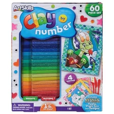 ArtSkills Clay By Number 60 Piece Set, 4 Designs Includes Metallic Clay Transfer
