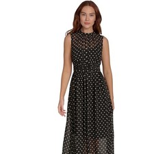 Tommy Hilfiger Polka Dot Maxi Dress Womens 4 New Sleeveless Mock Neck A5AG1AXW
