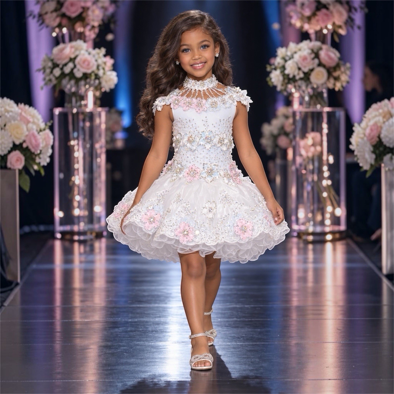 Girls Glitz Cupcake Pageant Birthday Dress Princess Formal Party Flowers Girl 3T