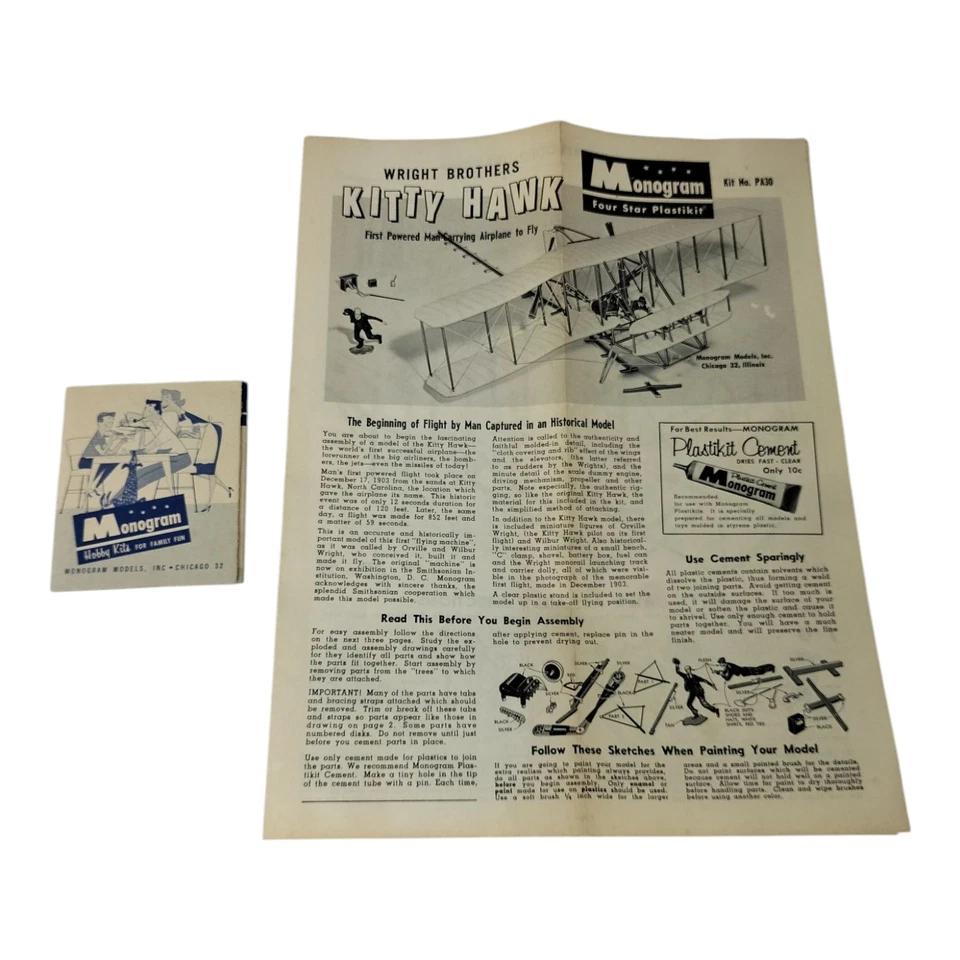 Monogram Wright Brothers Kitty Hawk, Wright Flyer No.1 1:39 - 1958 - Immagine 3 di 4