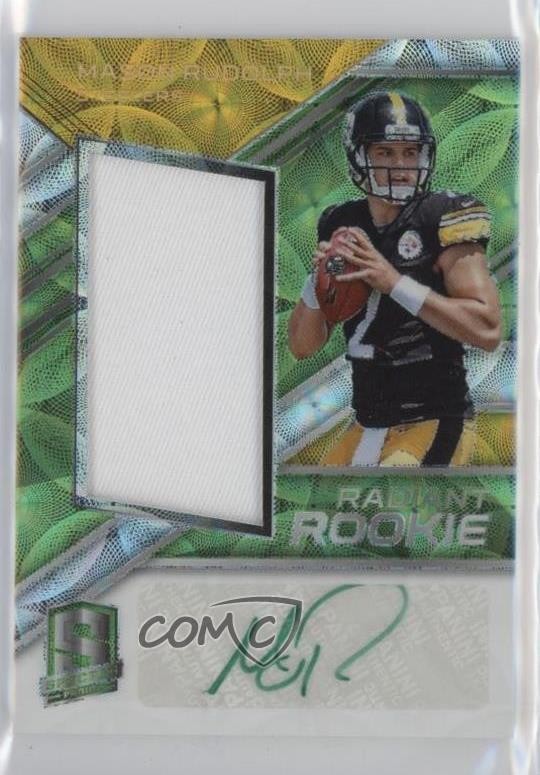 Mason Rudolph Panini Spectra Radiant Rookie Patch Signatures #RRMR Neon Green