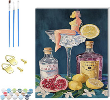 Cocktail & Drinks DIY Wooden FRAMED Paint by Numbers Kits for Adults,Painting Ki
