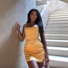 NWOT HOUSE OF CB Enya Apricot Sleeveless Corset Mini Dress sz XS