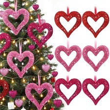 9 Pcs Valentine's Day Large Heart Ornaments 10 Inch Sequins Heart Foam Orname