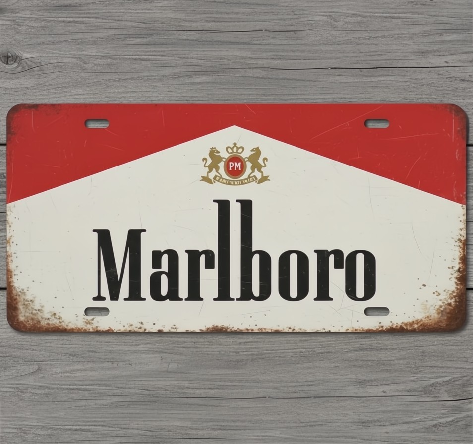 cigarette racing license plate Marlboro Cigarettes 6 x 12 Vintage Novelty Aluminum License Plate New!