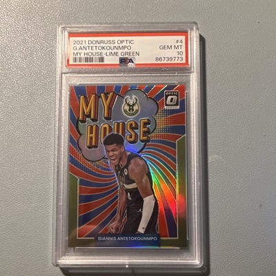 Panini Donruss Optic Giannis Antetokounmpo My House #4 Lime Green 77 /149 PSA 10