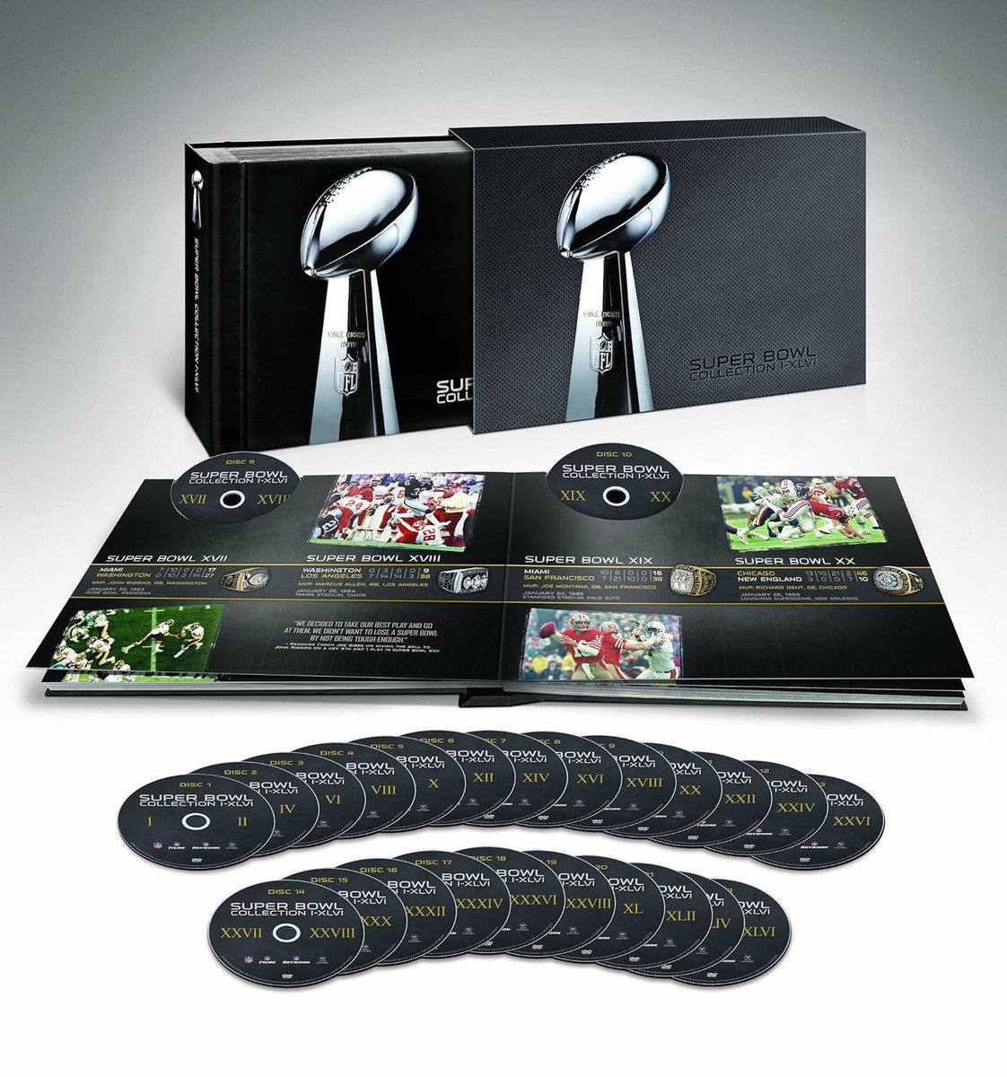SUPER BOWL COLLECTION I-XLVI DVD full description on the back