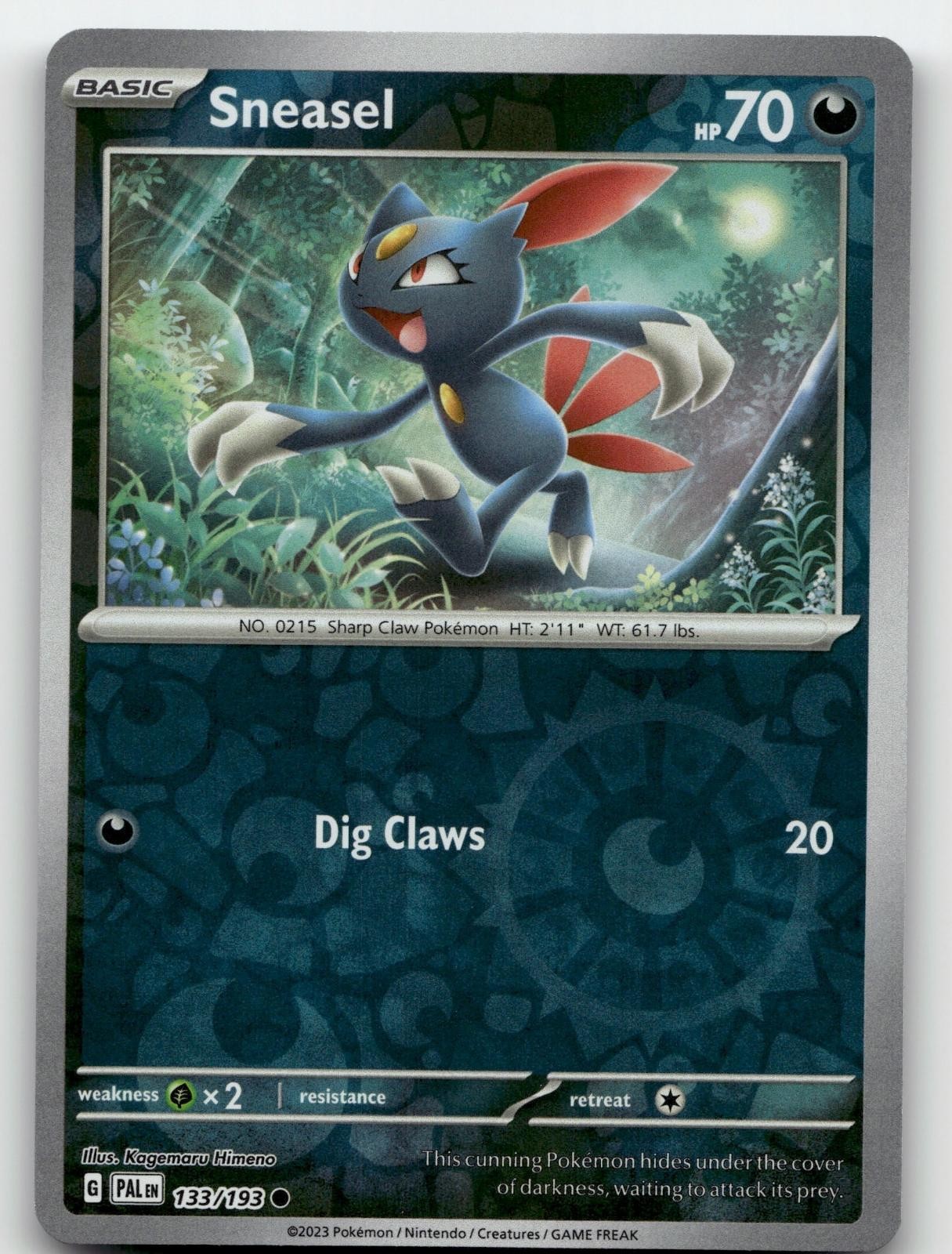 SNEASEL 133/193 COMMON REVERSE HOLO PALDEA EVOLVED POKEMON NEAR MINT