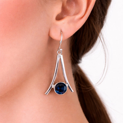 London Blue Topaz Gemstone Earrings 925 Sterling Silver Handmade Jewelry Gift