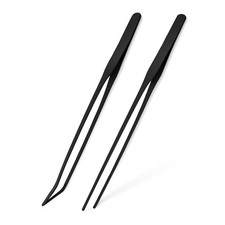 15 Inches Black Stainless Steel Straight and Curved Aquarium Tweezers for Aqu...