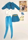 Vintage Barbie Fashion Avenue  Blue Teal Skirt Jacket Set Gold Purse And Shoes