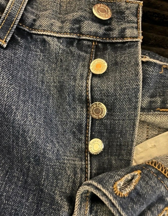 Supreme Denim Jeans 30 W30 L28 Altered Blue Trousers Button Up Jean Made In USA thumbnail 4