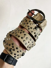 vintage streetwear rare real leather japanese style metal belt 90s y2k