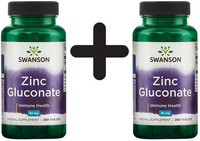 2 X Swanson Zinc Gluconate, 30Mg - 250 Tabs (53,98 Eur/Kg)