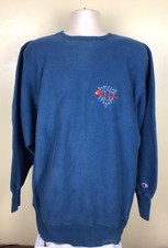 Vtg 90s Champion Reverse Weave Sweatshirt Blue XXL Athletic Apparel Embroidered