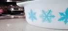 vintage pyrex 045 w/lid - ** turquoise snowflakes **