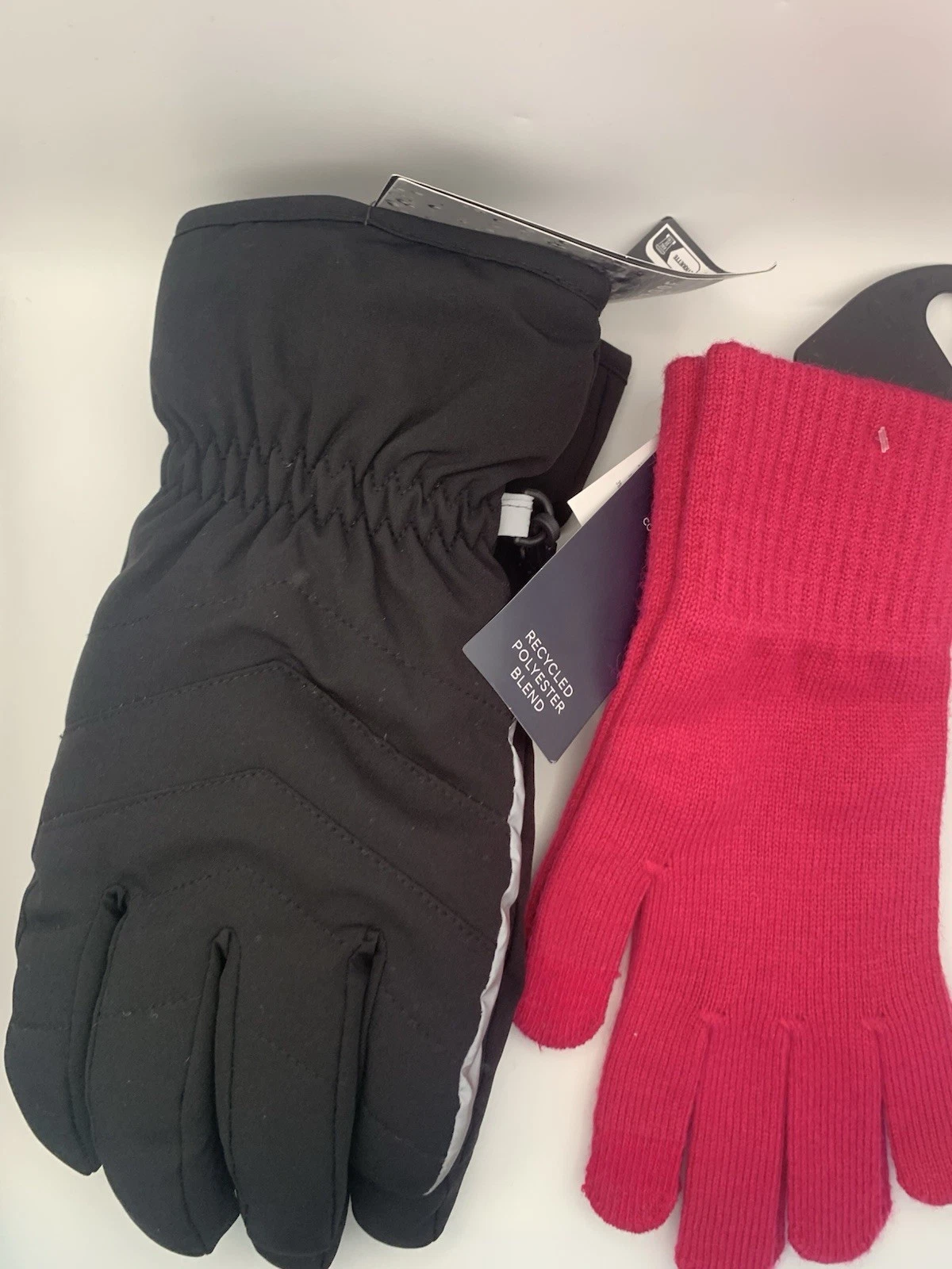 M&S Gloves Bundle x2 Pair S/M Waterproof Black Pink Knitted RRP 37