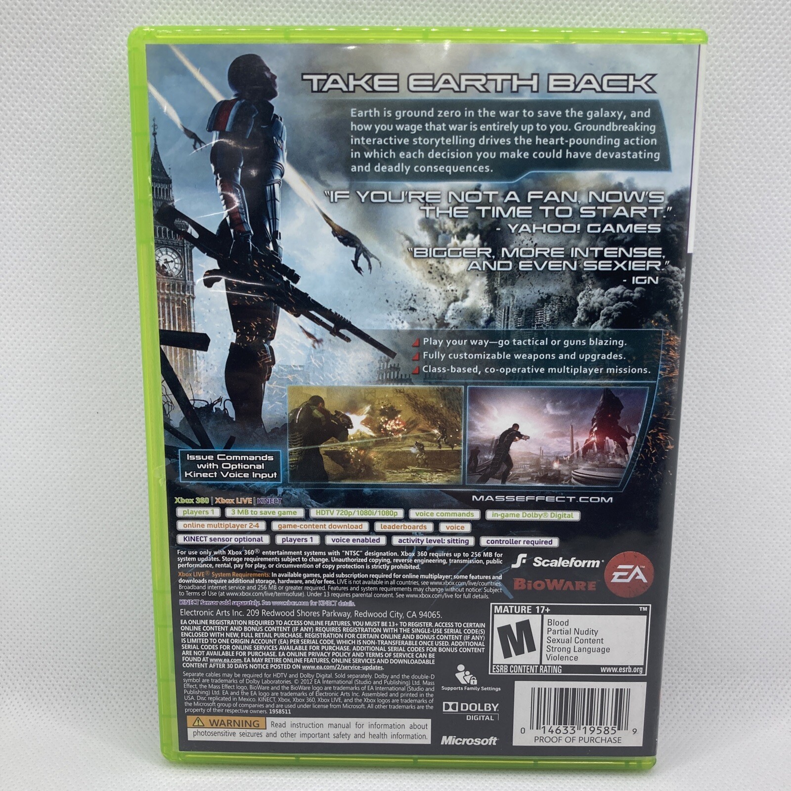 Mass Effect 3 Microsoft Xbox 360 Better w/ Kinect Version 2Discs w