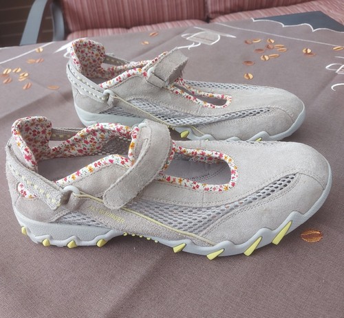ALLROUNDER*Ladies 9.5*Mary Jane Hiking Shoes/Sneakers*Beige/Gray w/Floral Trim* - Picture 6 of 8