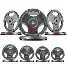 1" TRI-GRIP Cast Iron Disc Weight Plates EZ Bar Curl Barbell Weights Gym