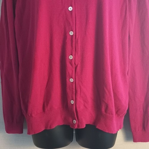 Lands' End Cardigan Size XL Barbiecore Pink Paisley Embroidered Sequins Sweater - Picture 4 of 12