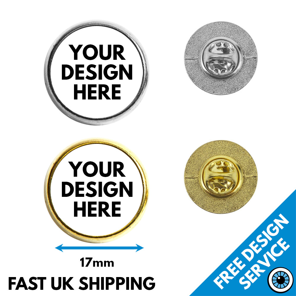 17mm Custom Lapel Pin Badges • Personalised Printed Badge • Promotional Round