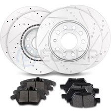 Front Rear Ceramic Brake Pads And Rotors For 2010-2013 2014 Volkswagen Jetta Eos