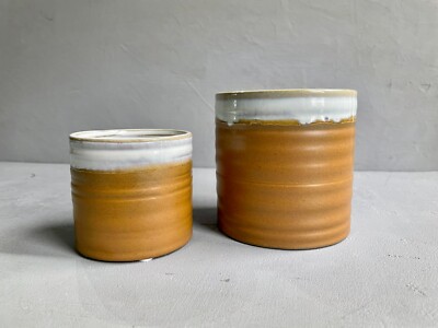 ZIMTSCHNECKEN TÖPFE | Atemberaubende 2 Farben Glanz Matt Glasiert Pflanzgefäß | Stilvolles Design