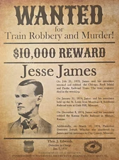 Old West Wanted Poster: Jesse James Pinkerton's Detective Agency