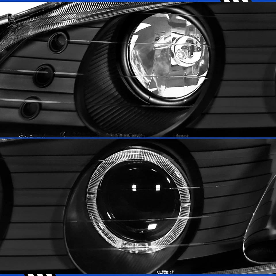 For 1997-99 Mitsubishi Eclipse LED Halos Black Projector Headlights + Bulbs Set Foto 3 de 4