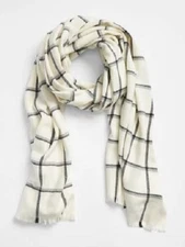 NEW Gap Mens Womens Cozy Stripe, Windowpane Buffalo Plaid Scarf Oversized Fringe