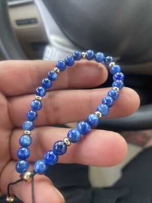 Custom Made Adjustable Kyanite, And 14 Karat Gold Bracelet Unisex