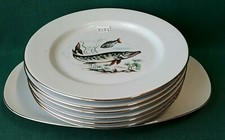 SERVIZIO PIATTI PESCE PORCELLANA FORMA DIAMANTE CTT VINTAGE 6 PERSONE. ZZ77
