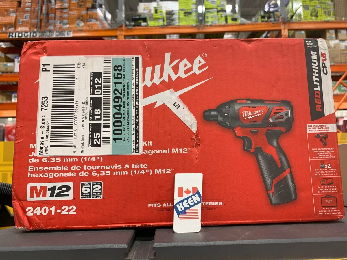 Milwaukee CANADA 12V Li Ion Cordless 1 4 inch Hex Screwdriver Kit