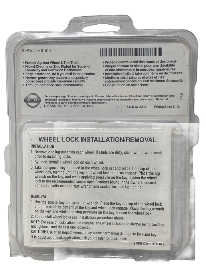 全新原始设备制造商英菲尼迪 FX35 FX45 FX50 工厂车轮锁 2003 - 2011 999W2VR000 — 第 2/2 张图片